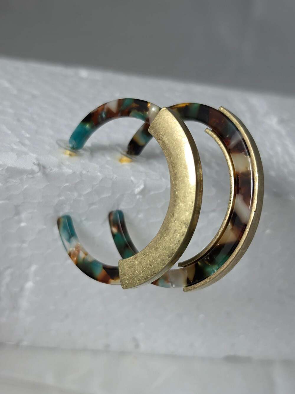 Emberly Gold Tone Multi Color Acetate C Hoop Earrings